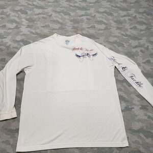 Hook & Tackle Shirt Mens Large White Pullover Long Sleeve Fishing Outdoors